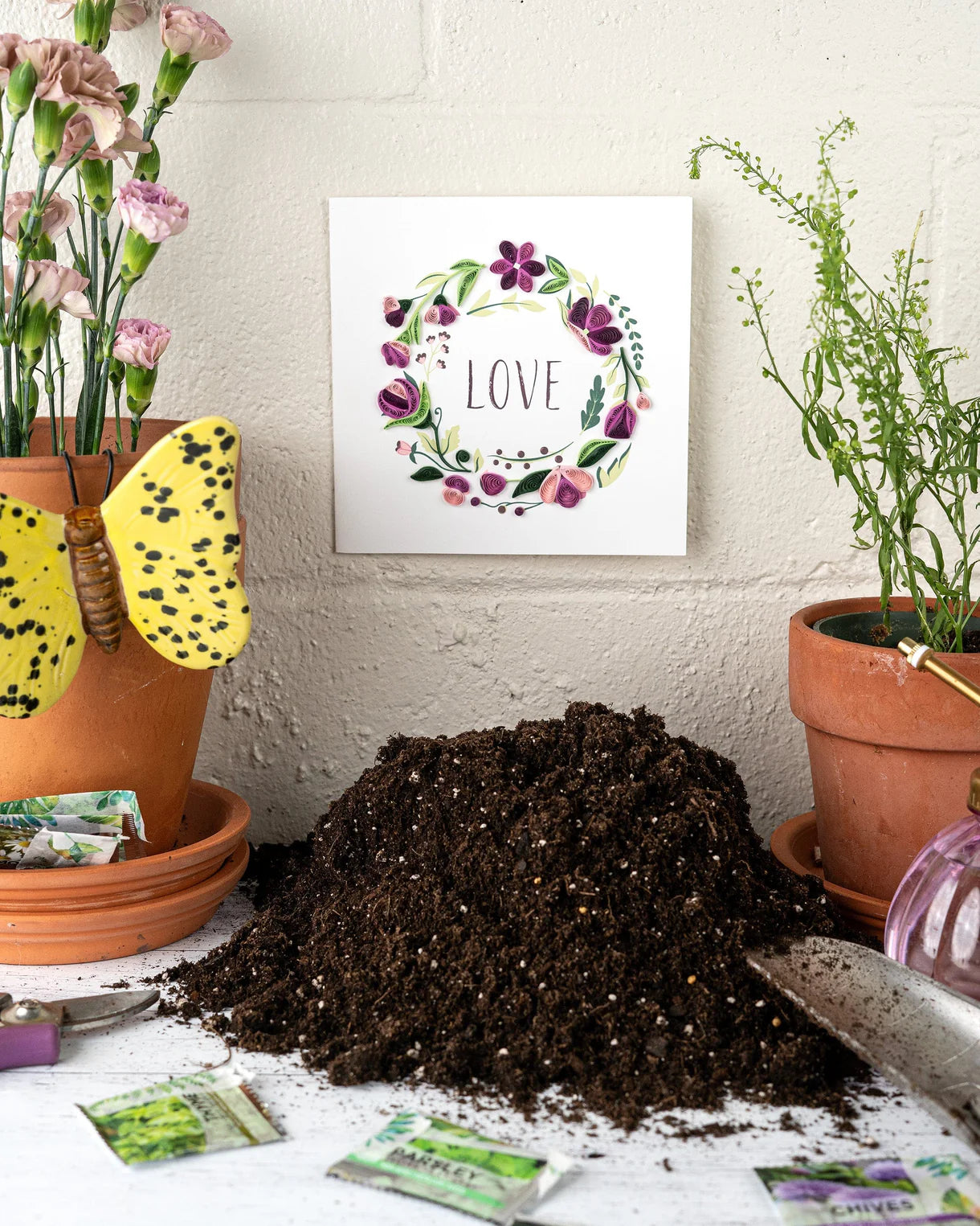 Quilled LOVE Floral Wreath Greeting Card