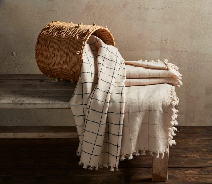 Taupe Check Blanket