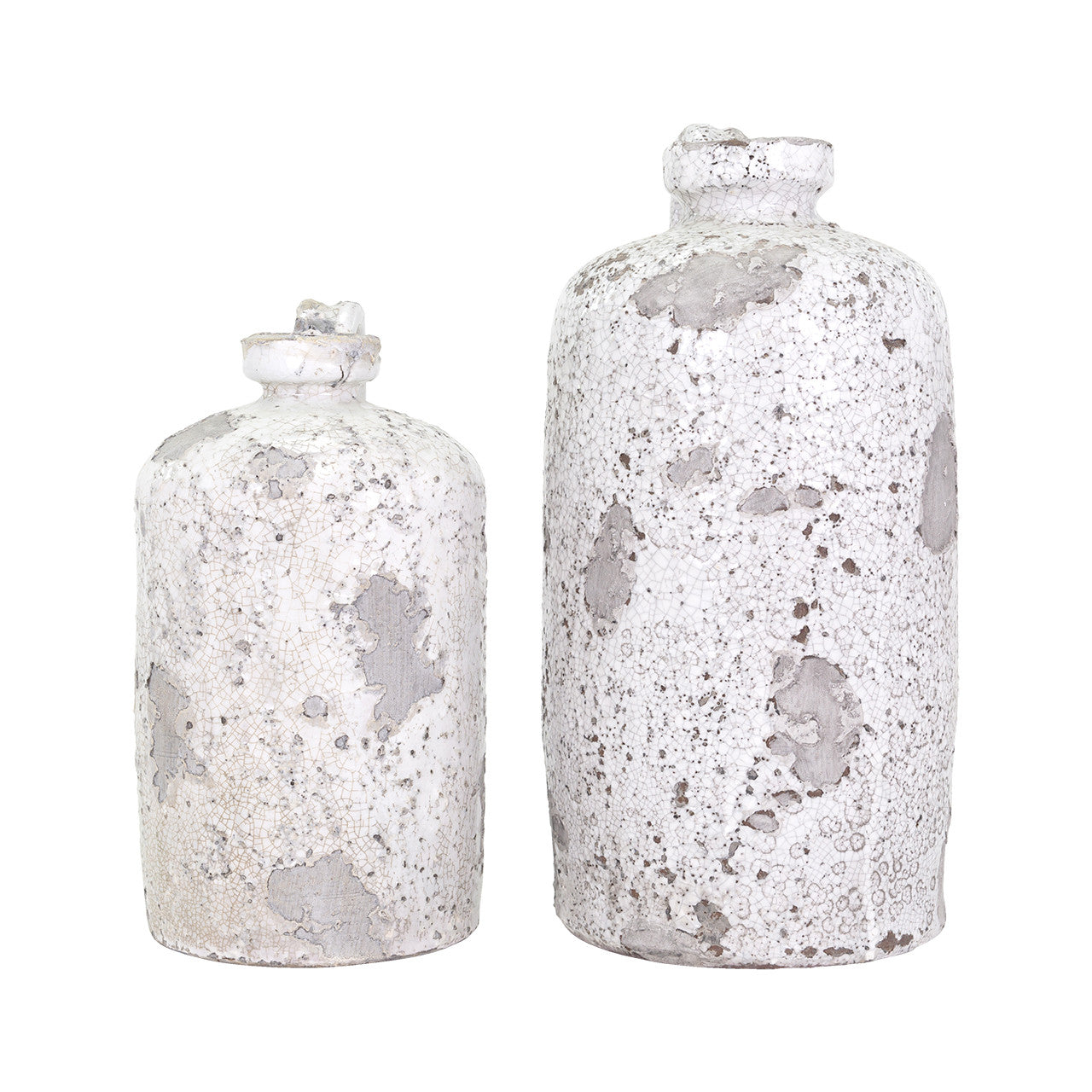 Ragusa White and Gray Terracotta Jug Vases