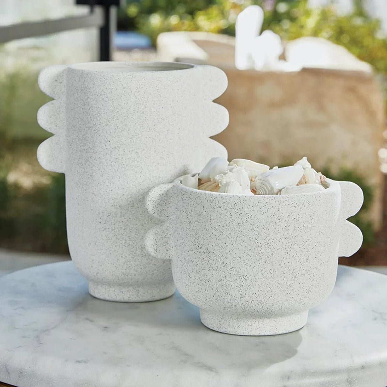 Sand Textured Tall White Vase