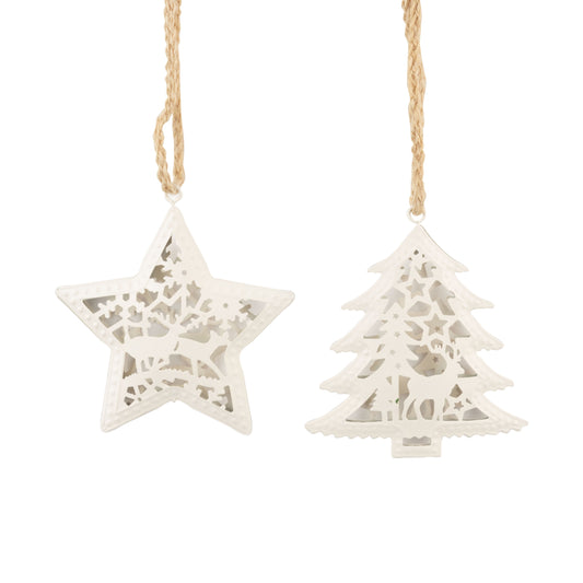Cream Painted Metal Ornaments