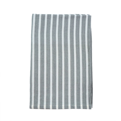 Linen Tablecloth, Denim Grey Stripe