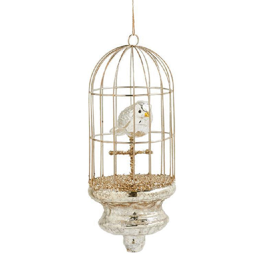7.5” Mercury Glass Birdcage Ornament