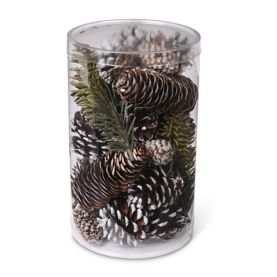 Assorted Snowy Pinecones & Pine Sprigs – Decorative Filler Mix for Bowls, Trays & Vases