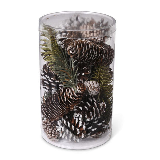 Assorted Snowy Pinecones & Pine Sprigs – Decorative Filler Mix for Bowls, Trays & Vases