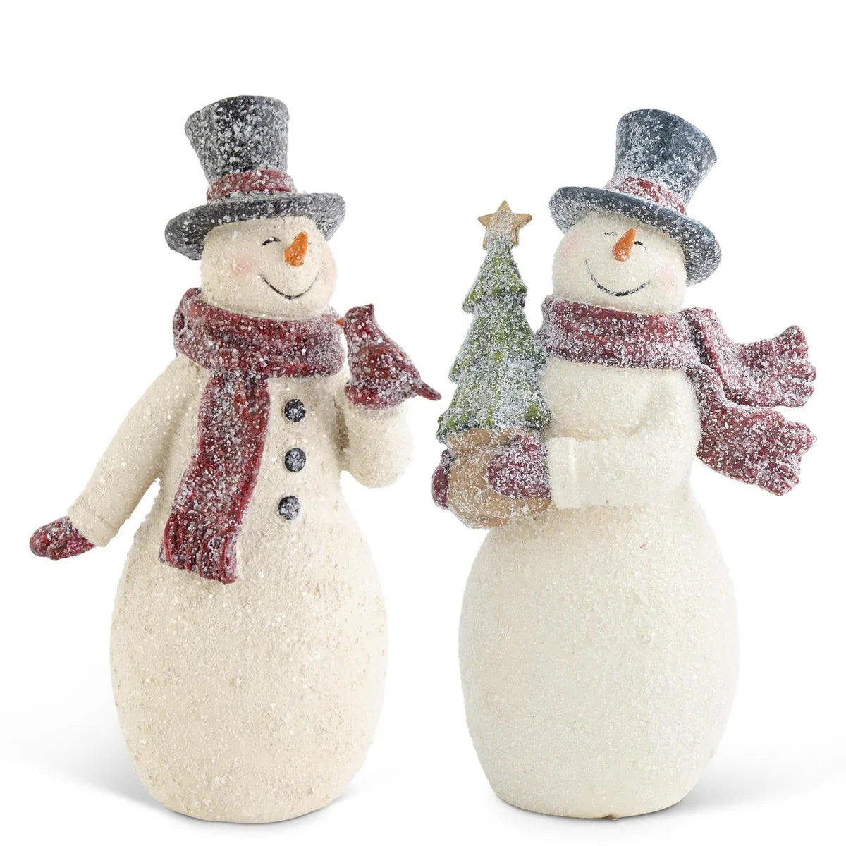 8.5 Inch Glittered Resin Vintage Snowmen