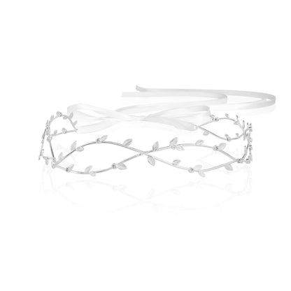 Crystal Leaf Bridal Hair Crown – Silver Plated Wedding Hair Vine