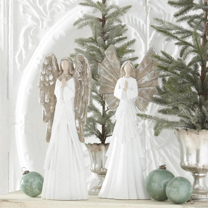 White Glittered Praying Angel Figurine – 21.75"