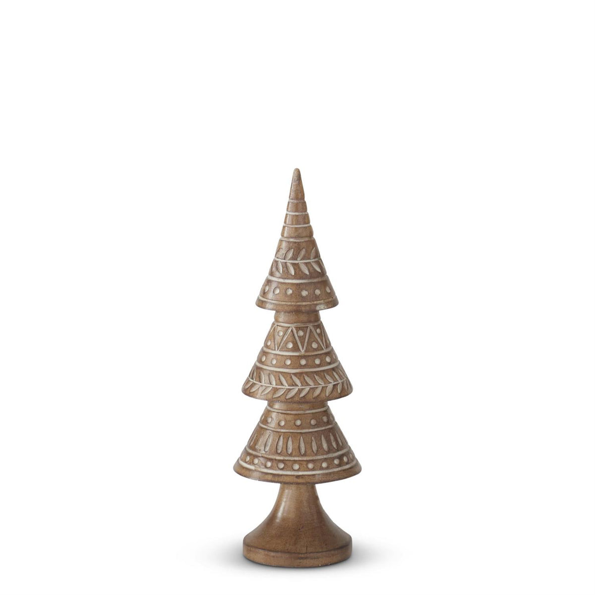Carved Folk Art Resin Christmas Tree Figurine