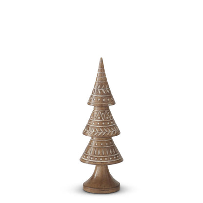 Carved Folk Art Resin Christmas Tree Figurine