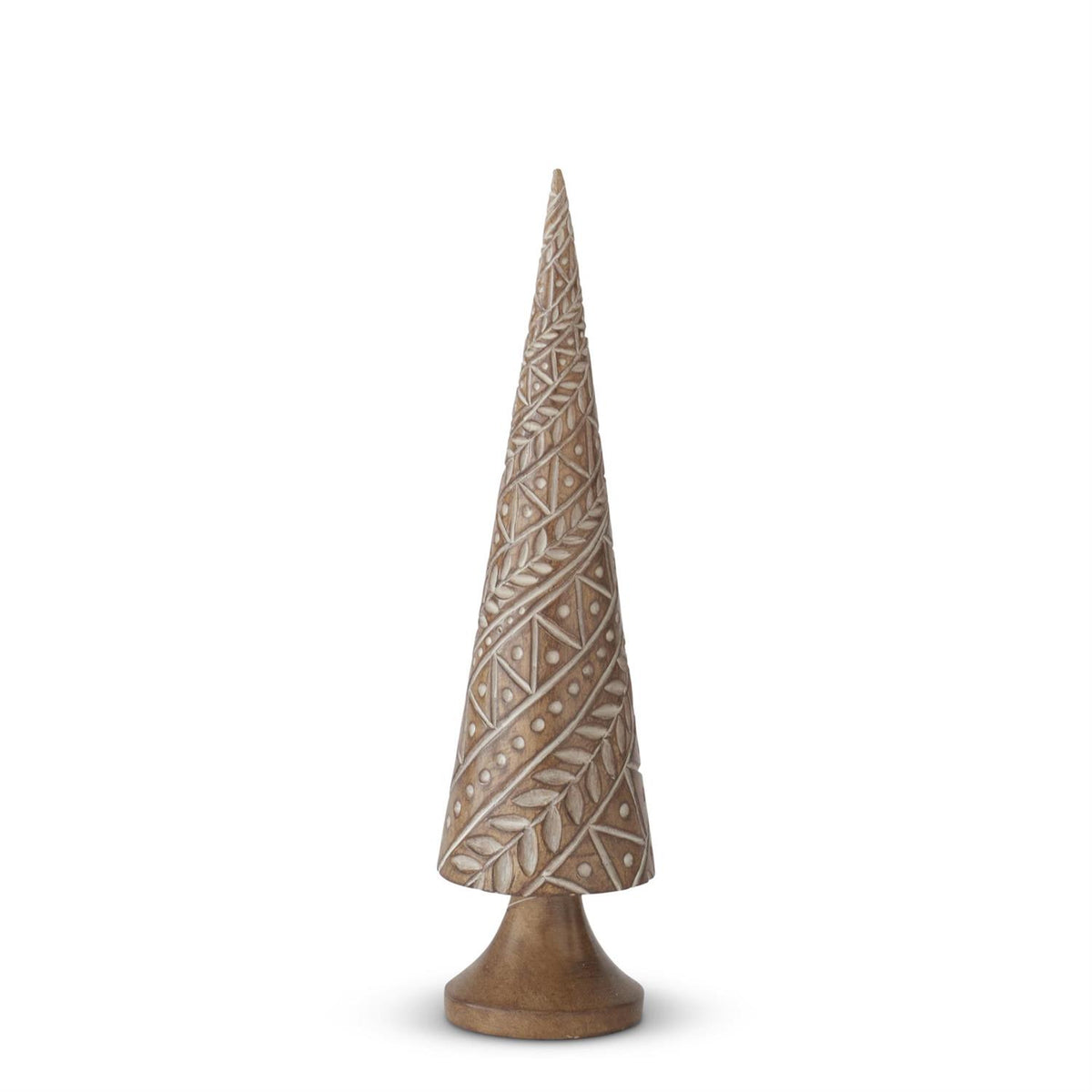 Carved Folk Art Resin Christmas Tree Figurine