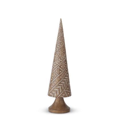 Carved Folk Art Resin Christmas Tree Figurine