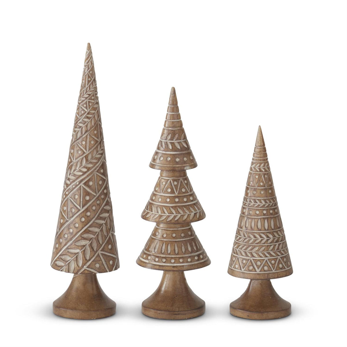 Carved Folk Art Resin Christmas Tree Figurine