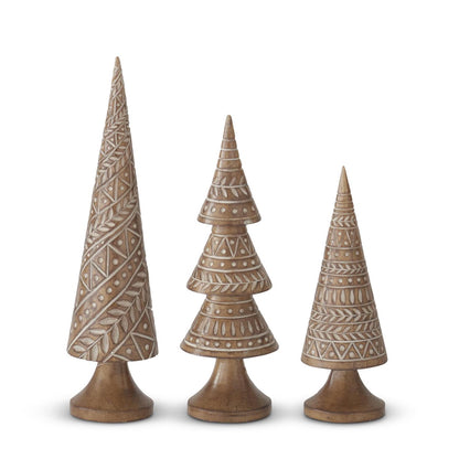 Carved Folk Art Resin Christmas Tree Figurine