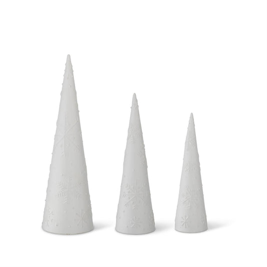 Matte White Ceramic Snowflake Embossed Trees