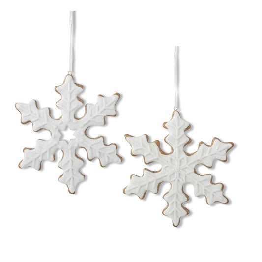 Assorted Gingerbread Snowflake Ornament with White Frosting (2 Styles)