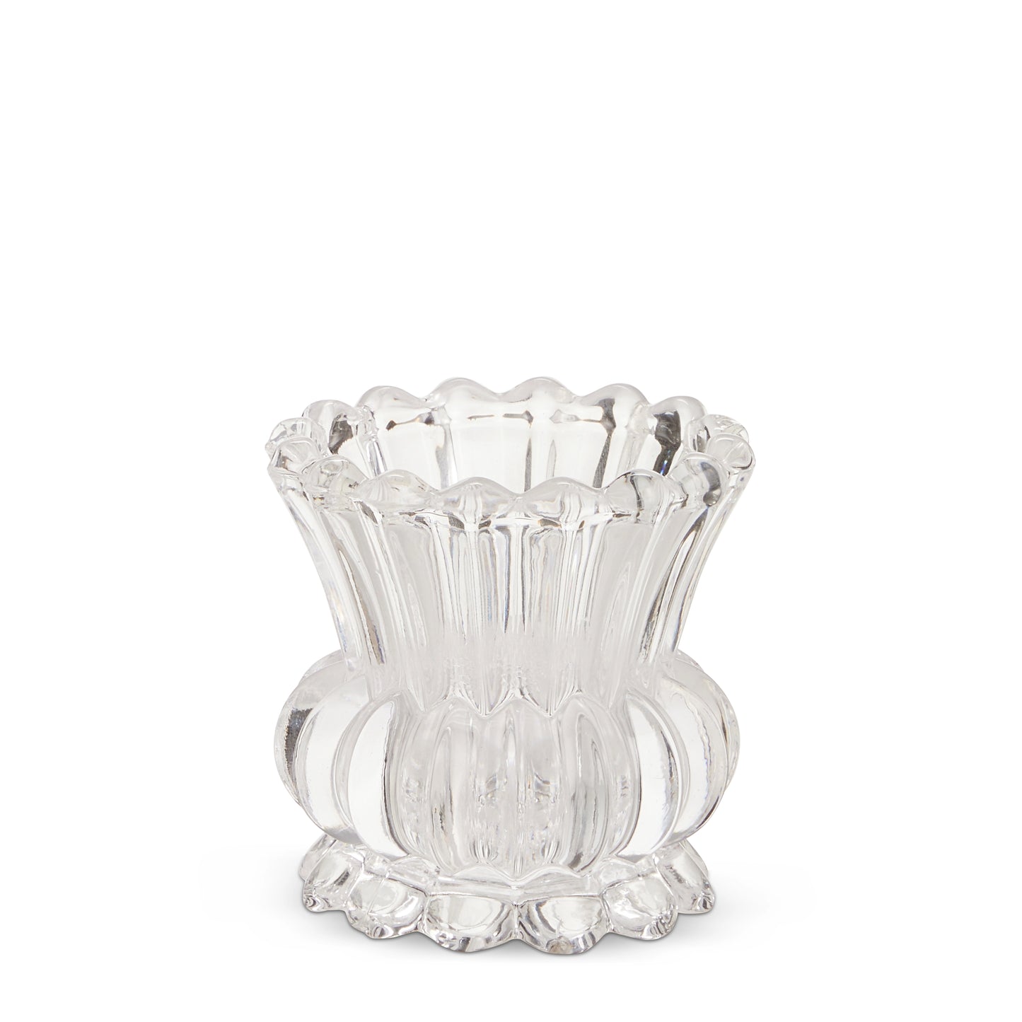3.5" Clear Ruffle Candle Holder