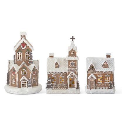 Resin Gingerbread LED House with Timer – Assorted Styles (3 Options)