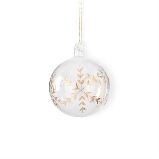 Clear Glass Gold Etched Snowflake Ornaments (3 Styles)