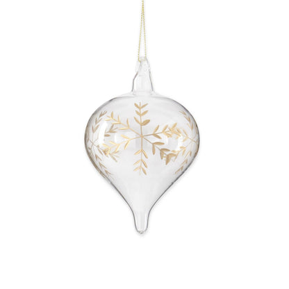 Clear Glass Gold Etched Snowflake Ornaments (3 Styles)