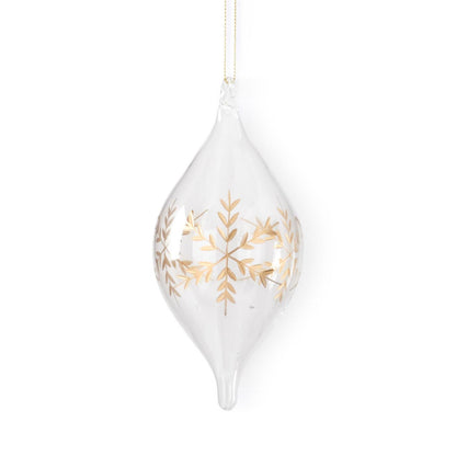 Clear Glass Gold Etched Snowflake Ornaments (3 Styles)
