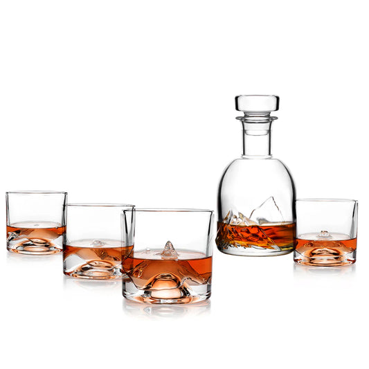 Peaks Luxury Crystal Whiskey Set with Decanter
