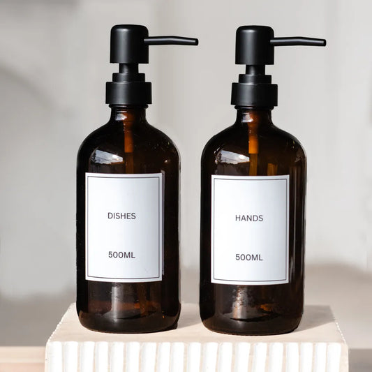 Amber Glass Soap & Dish Pumps