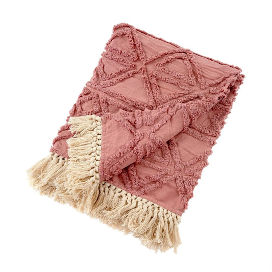 Tufted Lola Throw Mauve Rose