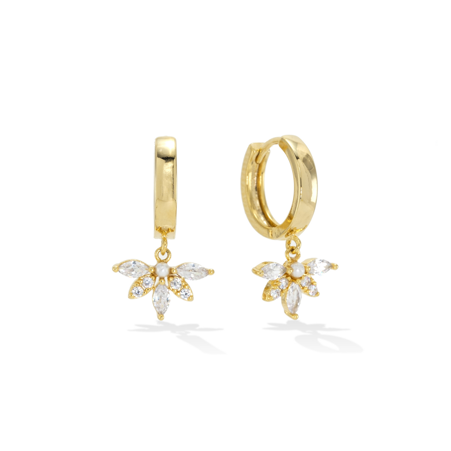 Harlowe Huggie Drop Hoop Earrings - Gold