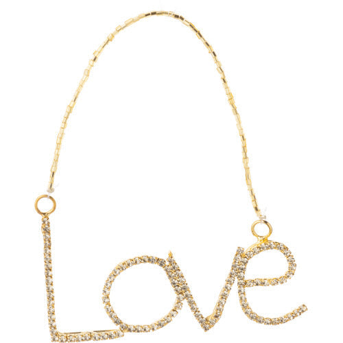 Gold Rhinestone Love Ornament