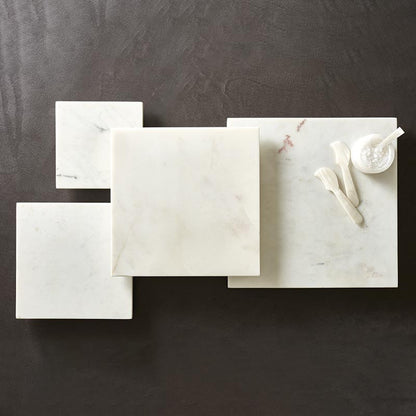 White Marble Footed Tray - 6" SQ