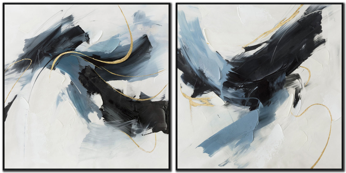 Blue Abstract Framed Canvas – 32″ x 32″