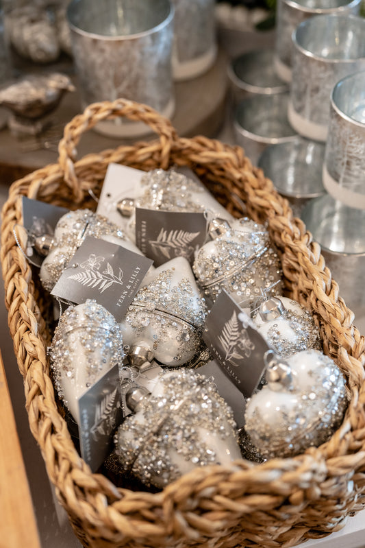 3.5" White Heart Box Ornament