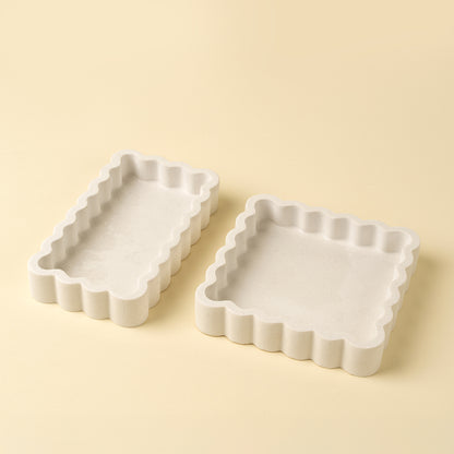 Square Scalloped Marble Tray