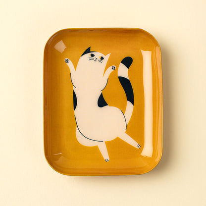 Dancing Cat Decorative Enameled Tray