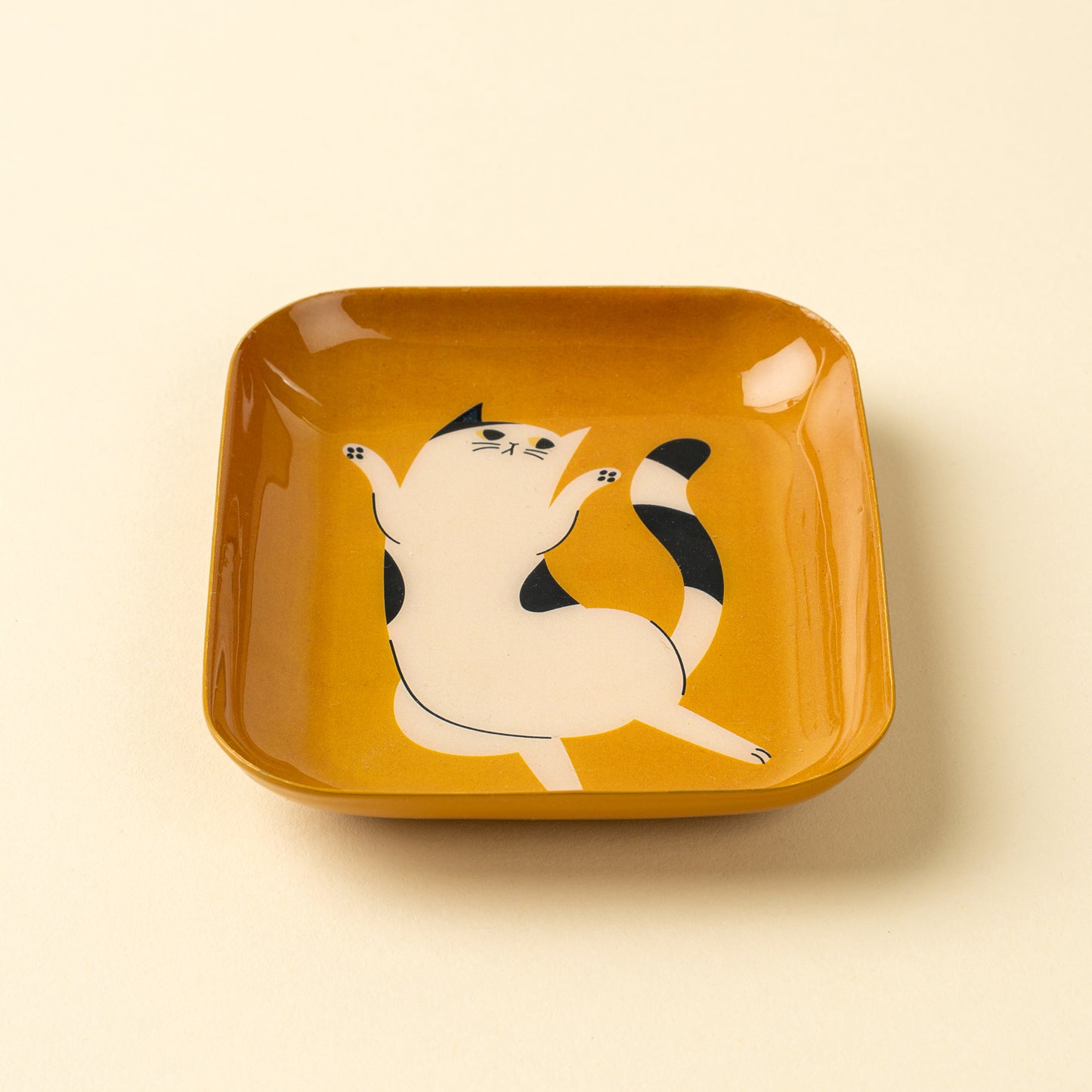 Dancing Cat Decorative Enameled Tray