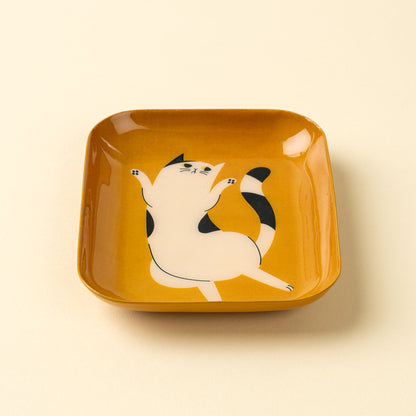 Dancing Cat Decorative Enameled Tray