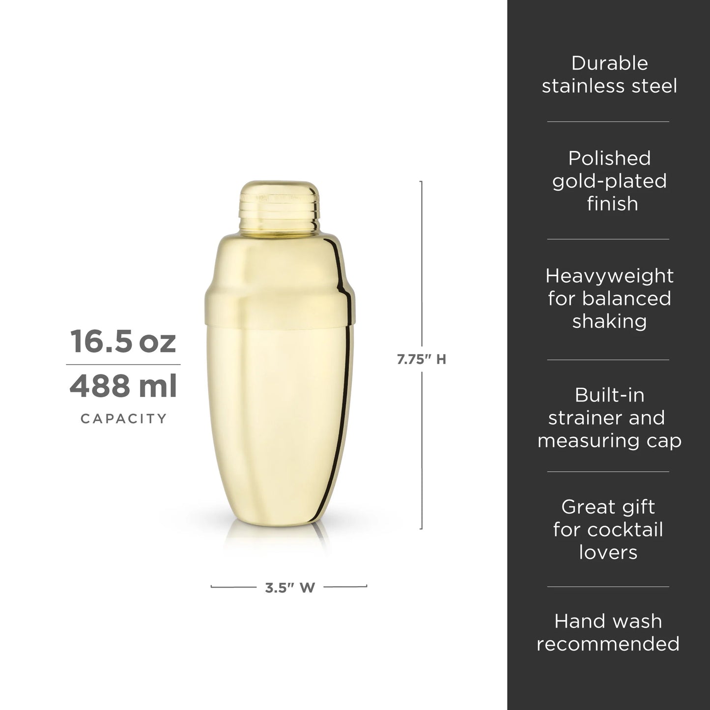 Belmont Heavyweight Cocktail Shaker | Gold