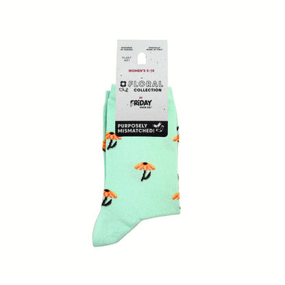 Women's Mini Black Eyed Susan Mismatched Crew Socks