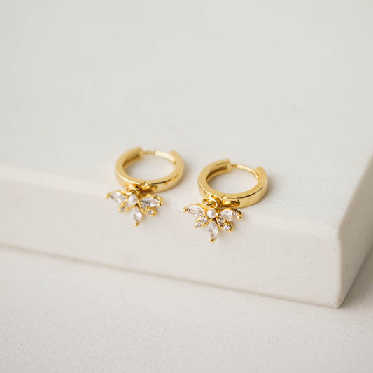 Harlowe Huggie Drop Hoop Earrings - Gold