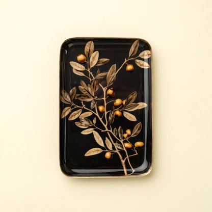 Golden Olive Decorative Enameled Tray