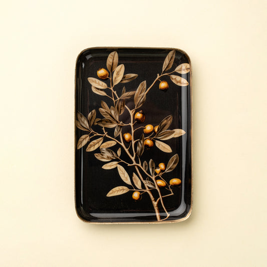 Golden Olive Decorative Enameled Tray