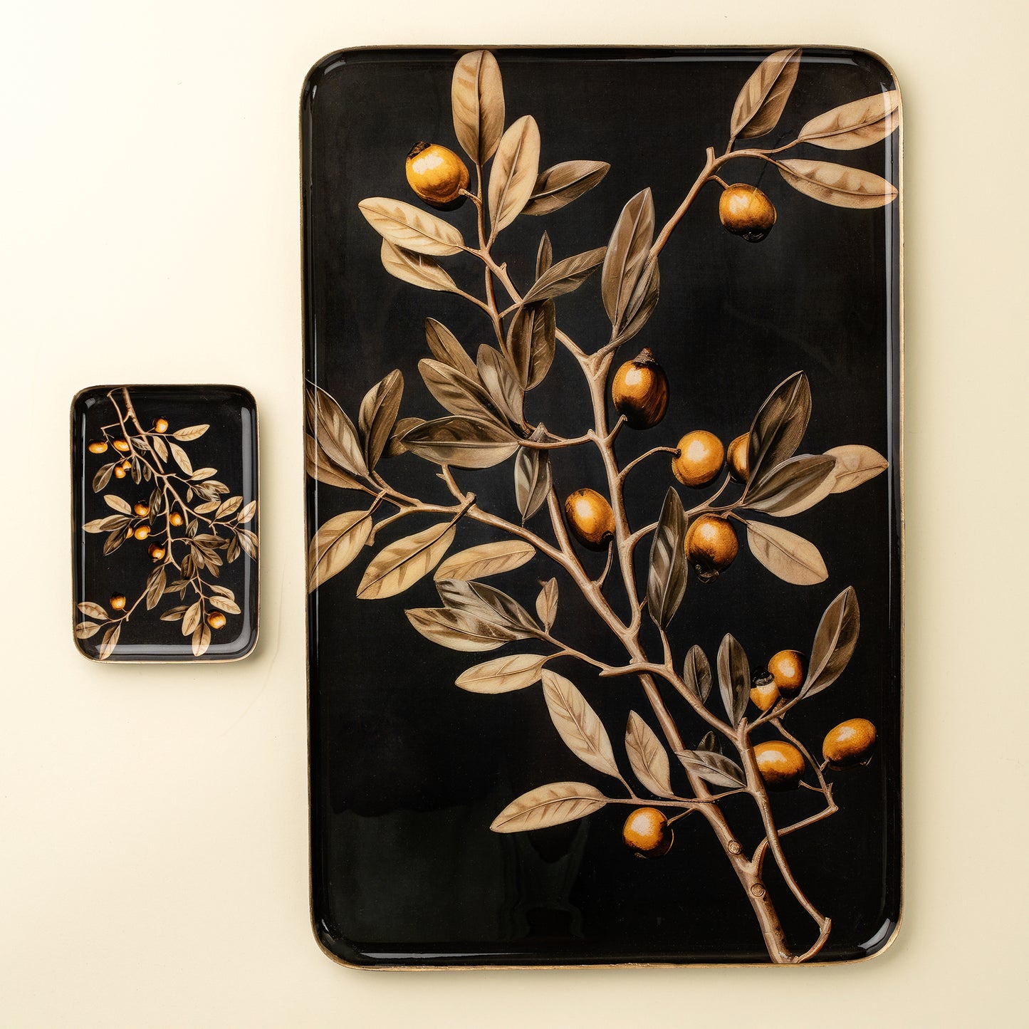 Golden Olive Decorative Enameled Tray