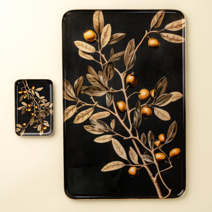 Golden Olive Decorative Enameled Tray