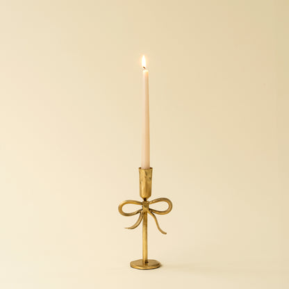 Gold Forged Bow Candlestick