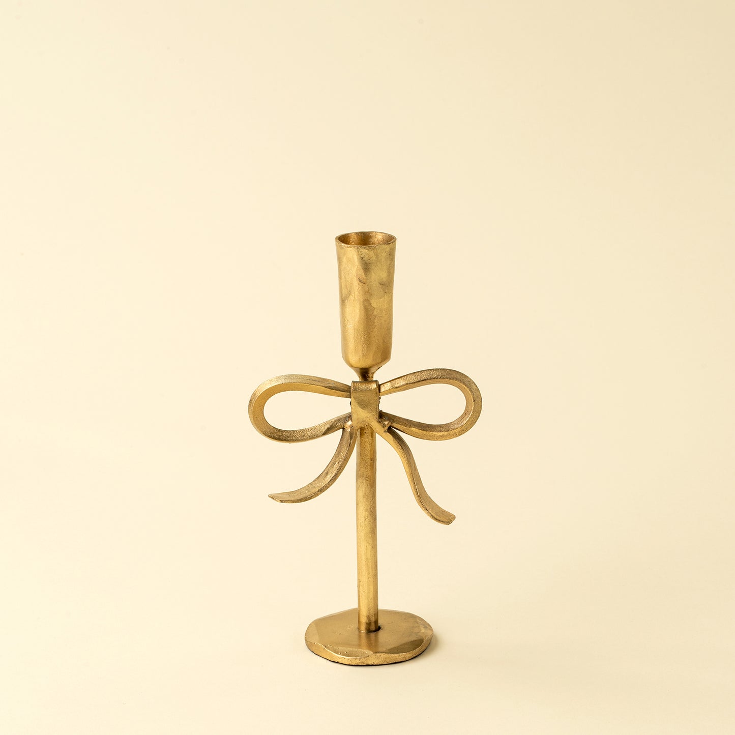 Gold Forged Bow Candlestick