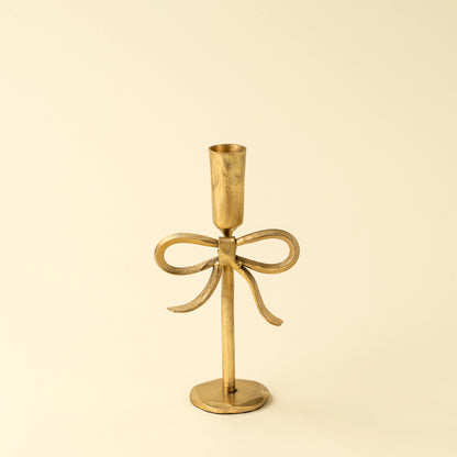 Gold Forged Bow Candlestick