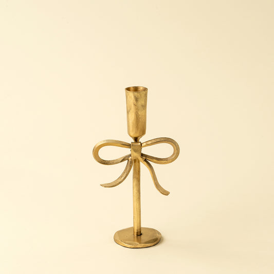 Gold Forged Bow Candlestick