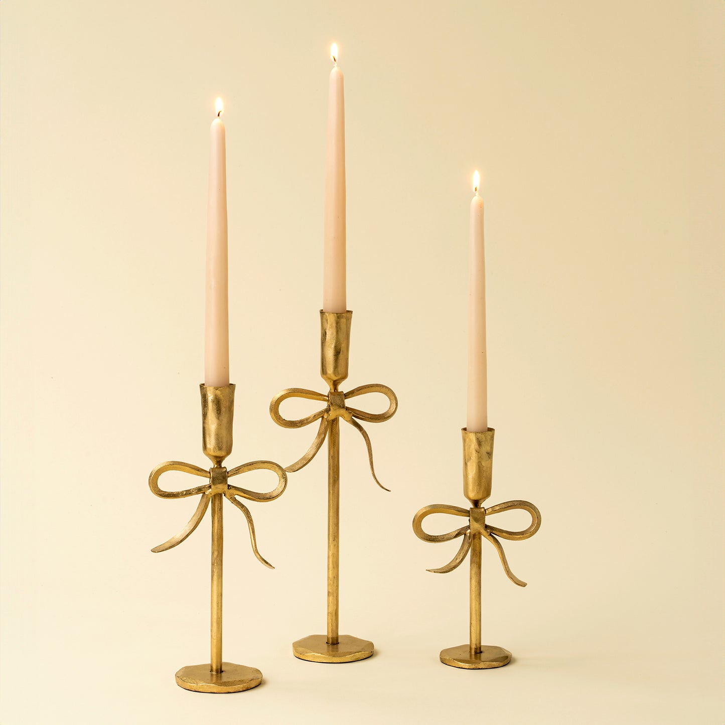 Gold Forged Bow Candlestick