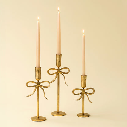 Gold Forged Bow Candlestick